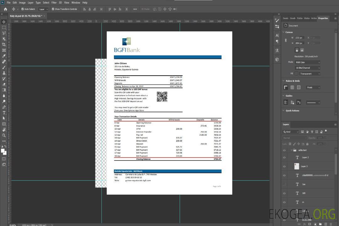 Relevé bancaire BGFI de Guinée équatoriale xls template Relevé bancaire BGFI de Guinée équatoriale xls template